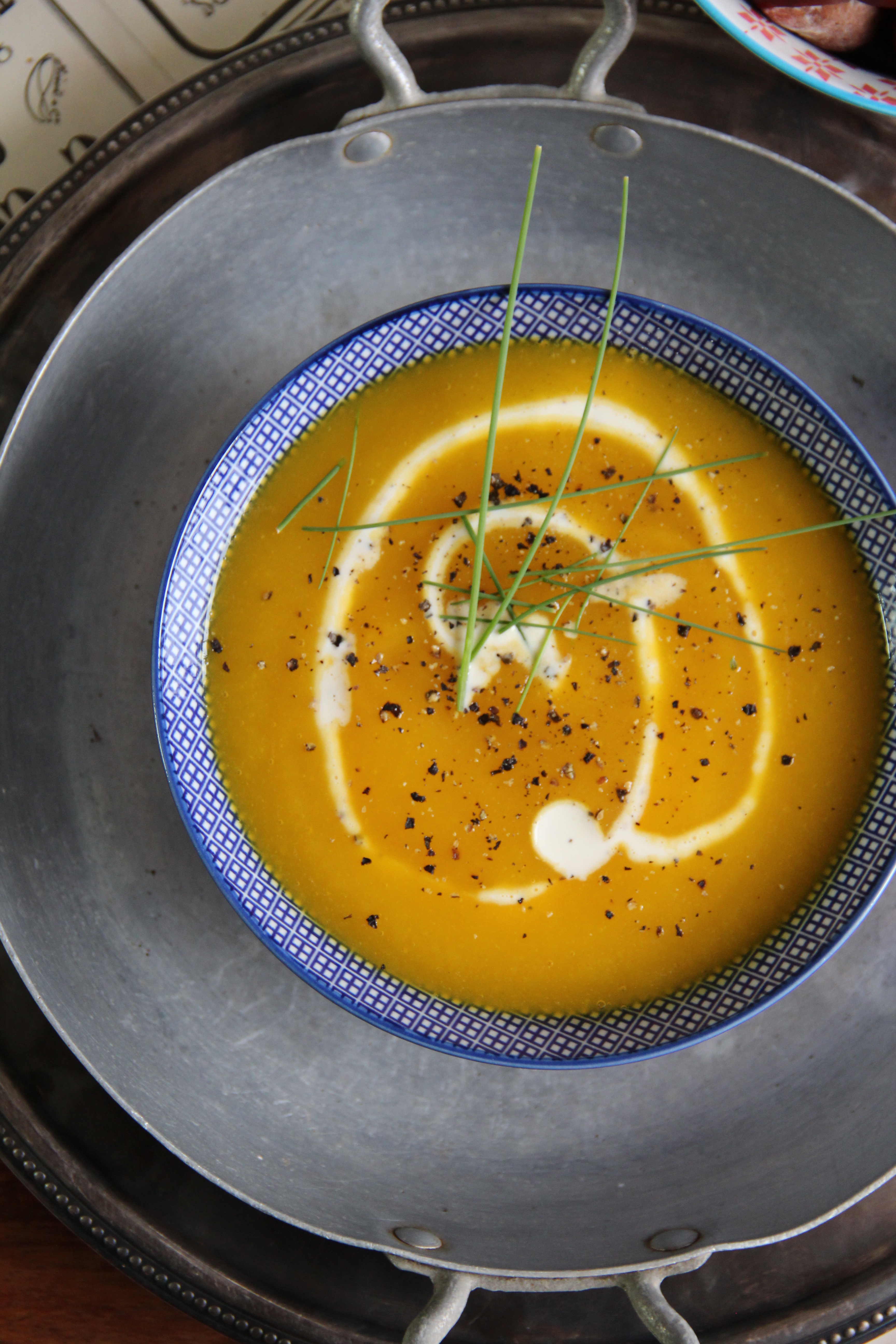 Velouté de potimarron et courgettes à la pointe de muscade