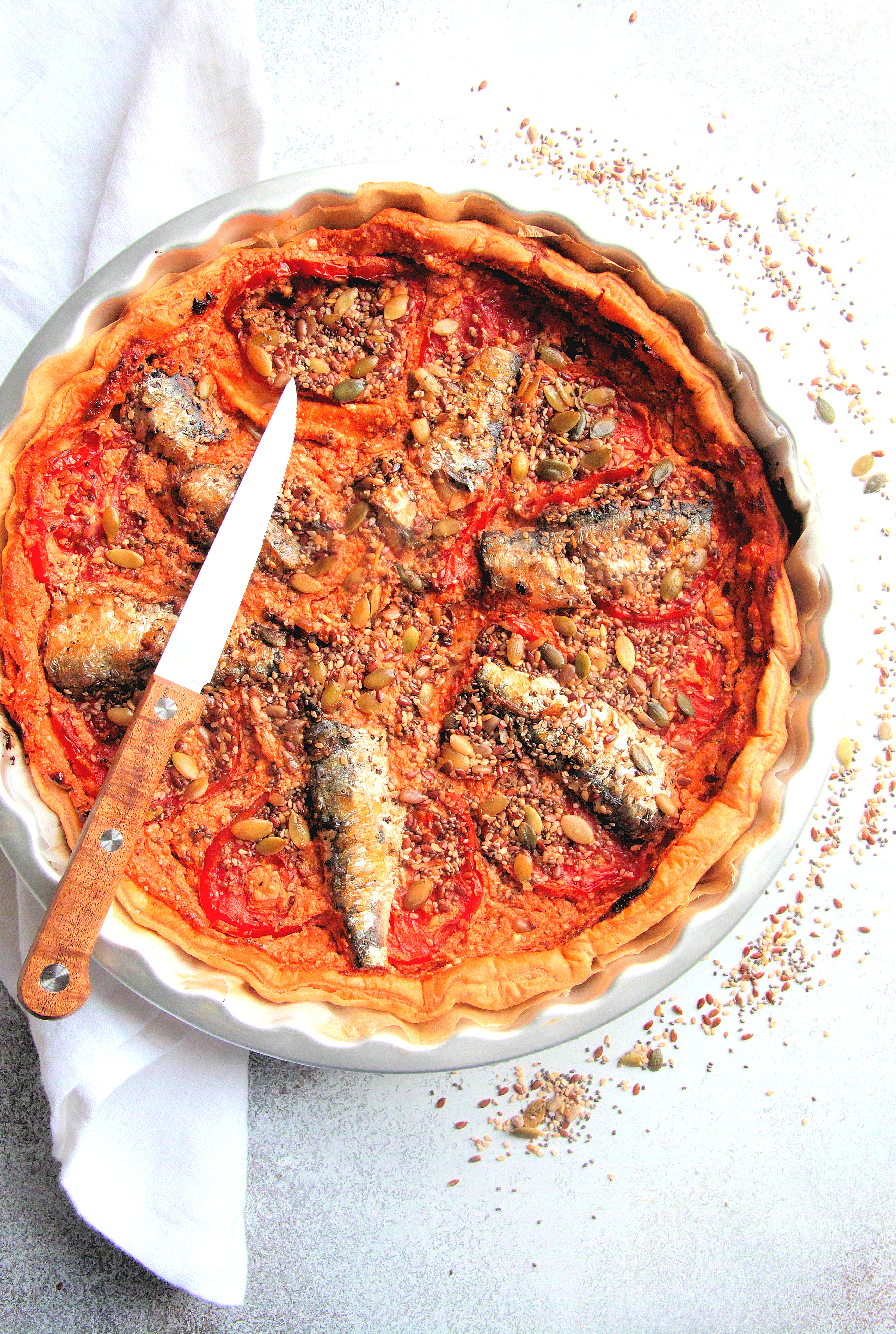 Tarte au fromage de chèvre frais et sardines