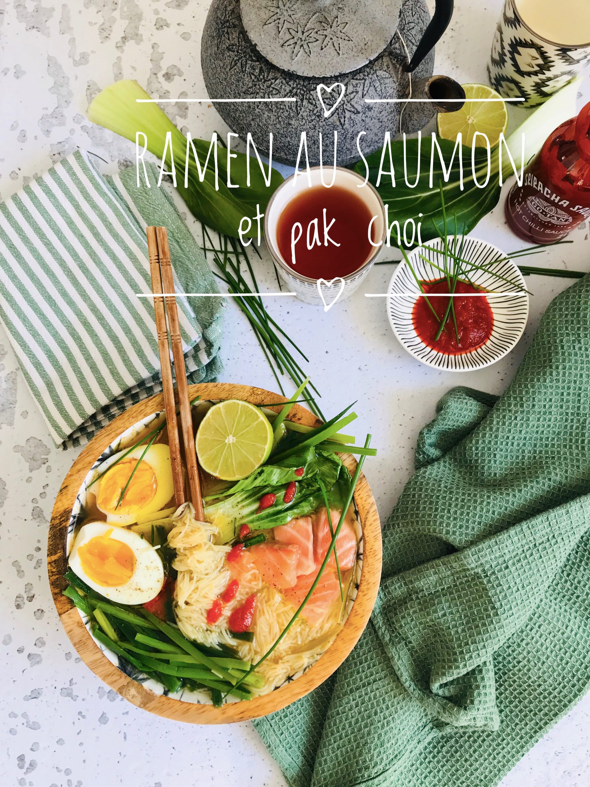Ramen au saumon et pak choi